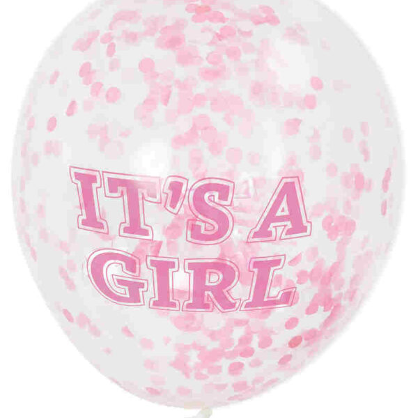 U58110 Ballon 30cm 6 stuks Babygirl met confetti