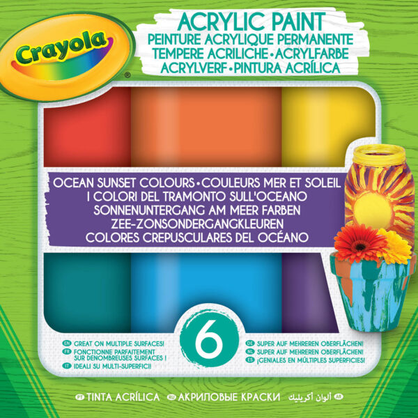 54-2010 Crayola Acryl verf Ocean-Sunset tinten - 6 stuks