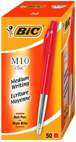 1199190123 Bic M10 balpen rood 50 stuks