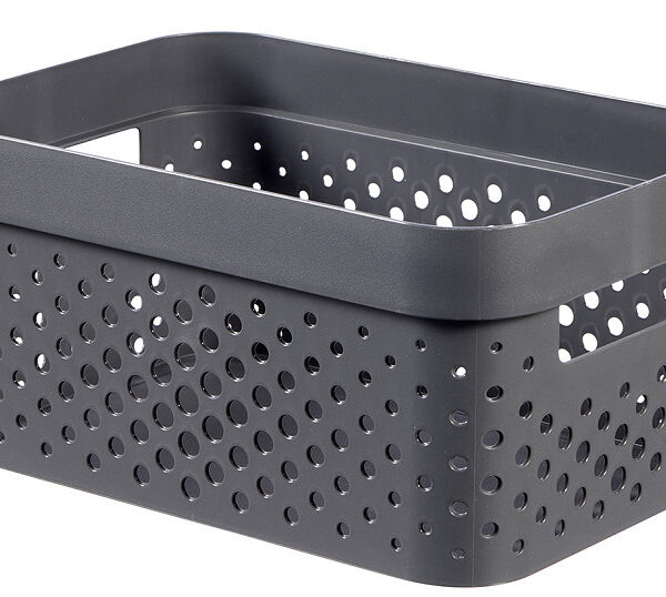 04747-G43-08 Curver infinity box dots 4,5L donker grijs - 100% recycled