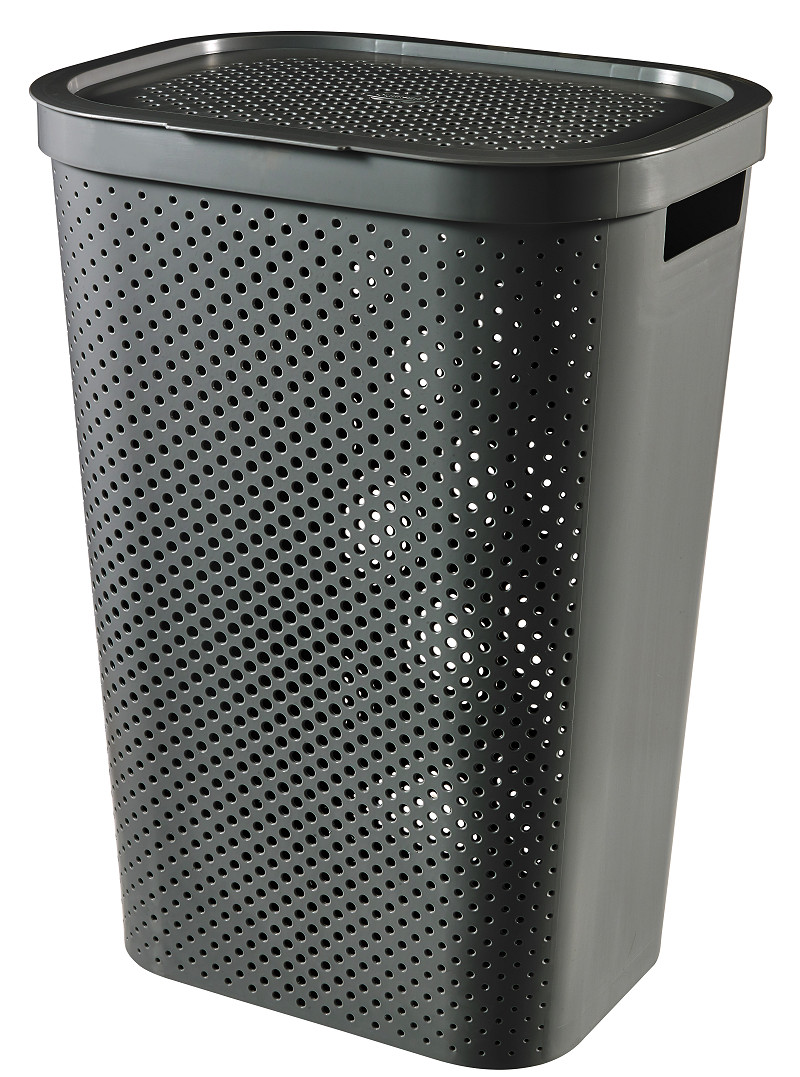 04754-G43-09 Curver Infinity wasbox dots 60L - 100% recycled donkergrijs