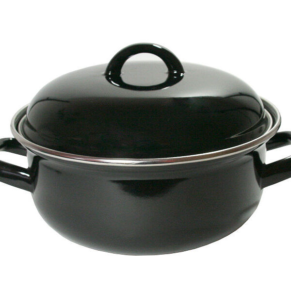 25030053 Braadpan 22 cm. emaille zwart