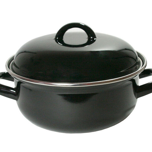 25030079 Braadpan 24 cm. emaille zwart