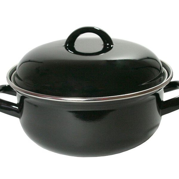 25030096 Braadpan 28 cm. emaille zwart