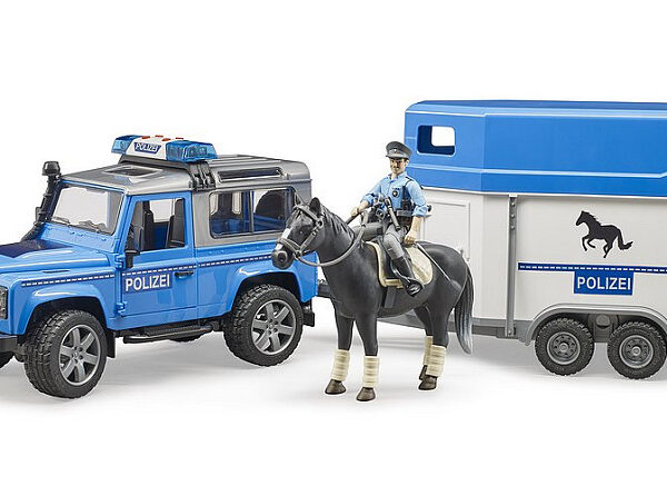 02588 Bruder Land Rover Defender Politiewagen met paardentrailer