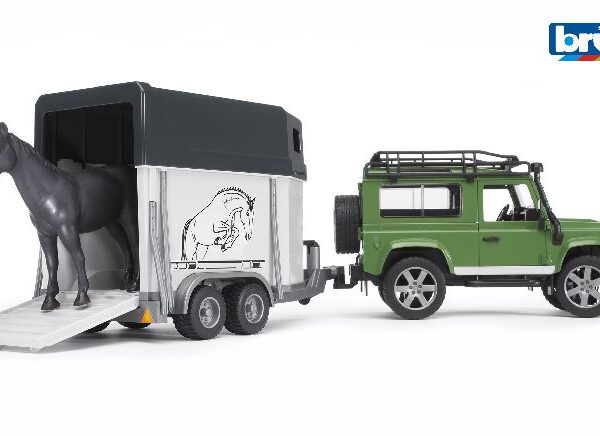 02592 Bruder Land Rover Defender met paardentransport inclusief pa