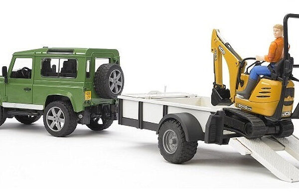 02593 Bruder Land Rover Defender met JCB Minigraver