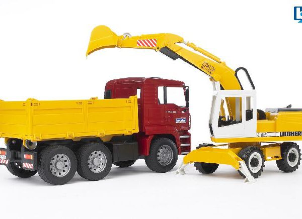 02751 Bruder MAN TGA kiepauto met Liebherr Graafmachine