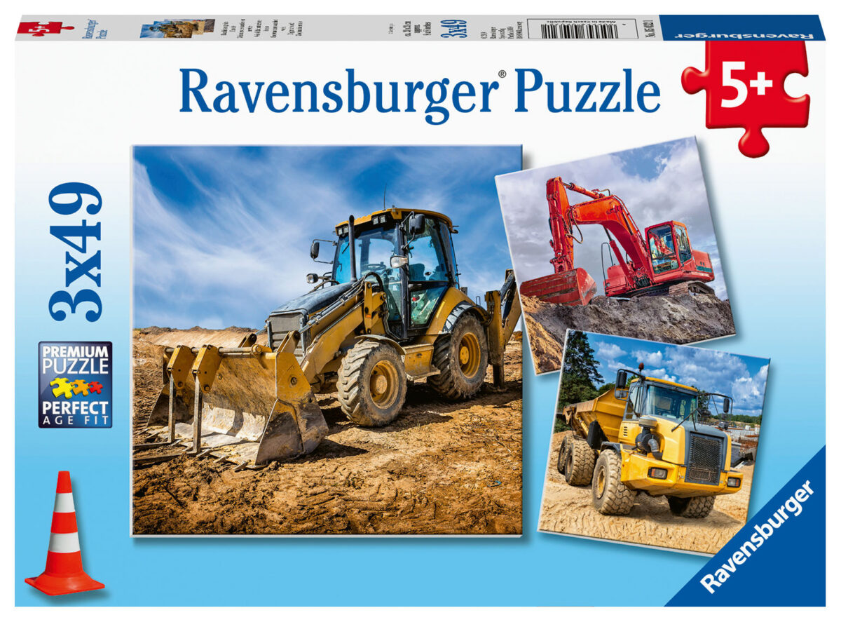 050321 Puzzel 3x49 stukjes Bouwmachines aan het werk