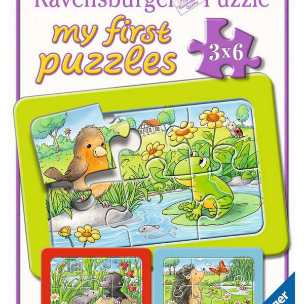 051380 Mijn eerste puzzel Kleine dieren in de tuin 3x6 stukjes