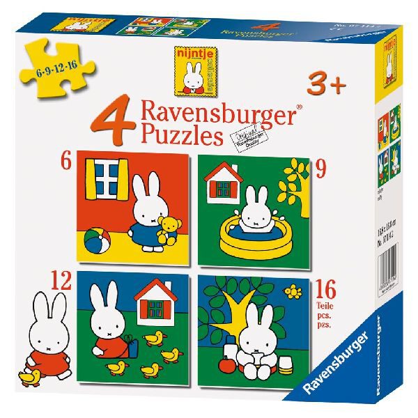 071142 Vier puzzels (6+9+12+16 st.) Nijntje