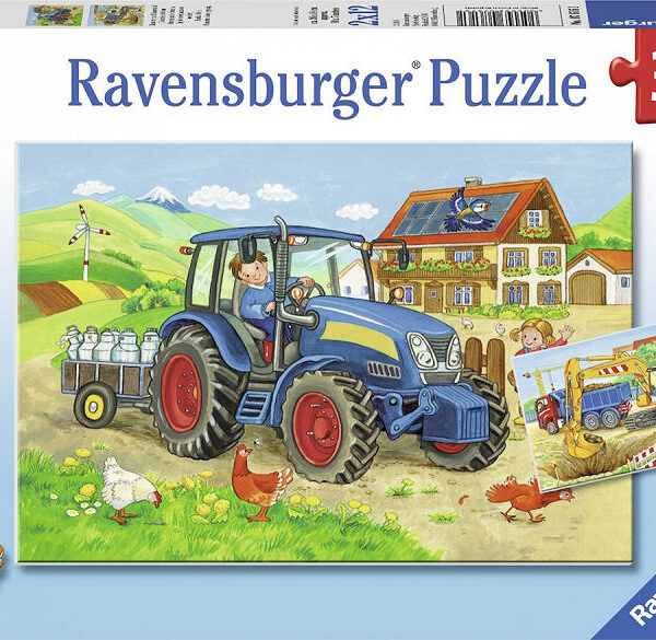 076161 Puzzel 2x12 stukjes Bouwplaats en boerderij