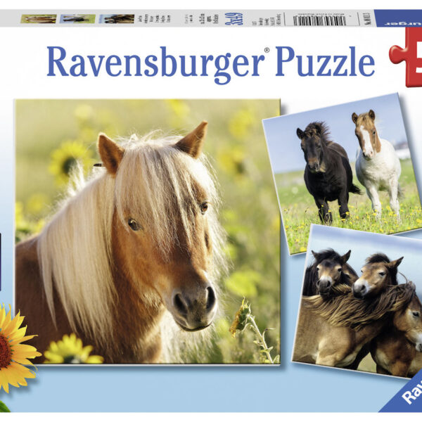 080113 Puzzel 3x49 stukjes Schattige Pony's