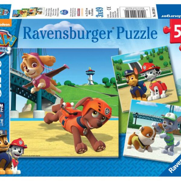 092390 Puzzel 3x49 stukjes Paw Patrol team op 4 poten