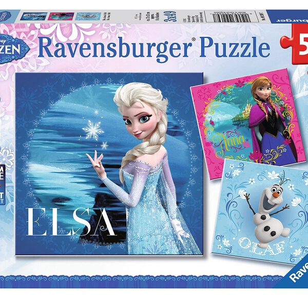 092697 Puzzel 3x49 stukjes Disney Frozen: Elsa, Anna en Olaf
