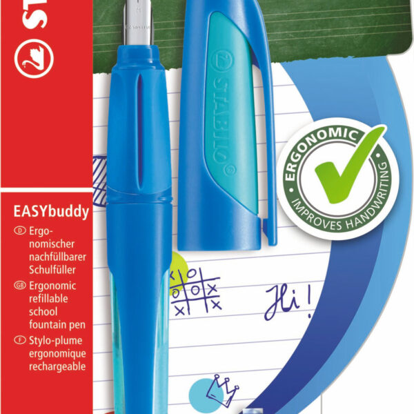 B-51558-5 STABILO EASYbuddy vulpen M licht/donker blauw blister