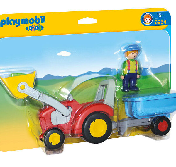 6964 Playmobil 1.2.3. Boer met tractor en aanhangwagen