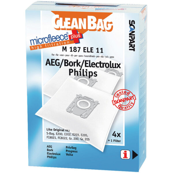 2682241187 CleanBag M187ELE11 AEG/Philips S-Bag Mirco+ 4 stuks