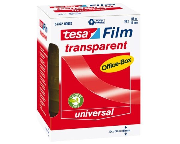 12TES573720200 Tesafilm Plakband Transparant 66mx15mm - 10 stuks