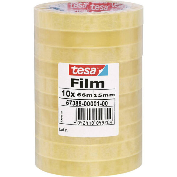 57388-00001-01 Tesafilm Plakband Standaard 66mx15mm - 10 stuks