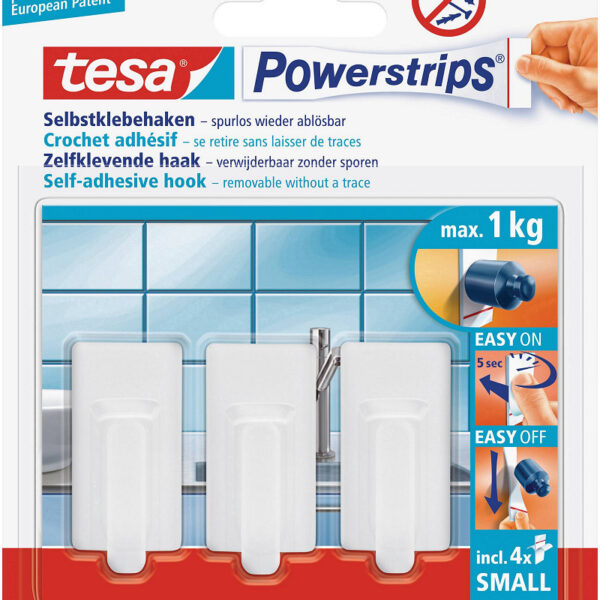 57530-00013-01 Tesa Powerstrips Small Classic - Wit 3 stuks
