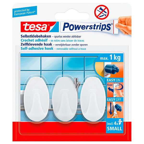 57533-00016-02 Tesa Powerstrips Small Ovaal - Wit 3 stuks