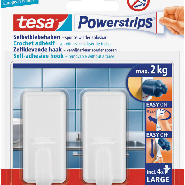 58010-00044-01 Tesa Powerstrips Large Classic 2KG - Wit 2 stuks