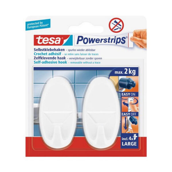 58013-00049-01 Tesa Powerstrips Large Ovaal 2KG - Wit 2 stuks