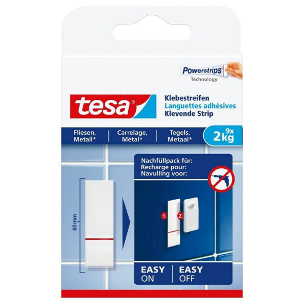 77760-00000-00 Tesa Powerstrips Tegels/Metaal 2KG - 9 stuks