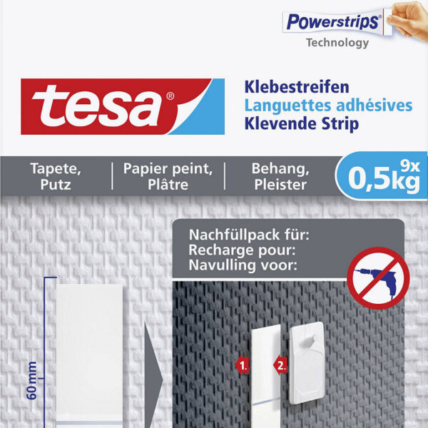 77770-00000-00 Tesa Powerstrips Gevoelige Oppervlakken 0.5KG - 9 stuks