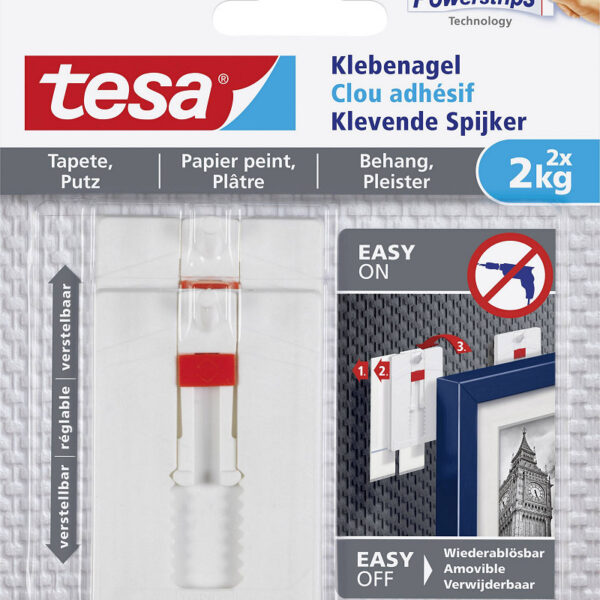 77777-00000-00 Tesa Klevende Spijker Gevoelige Oppervlakken 2KG - 2 stuks