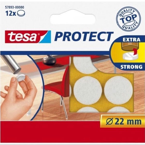 57893-00000-01 Tesa Beschermvilt rond 22mm 12 stuks wit