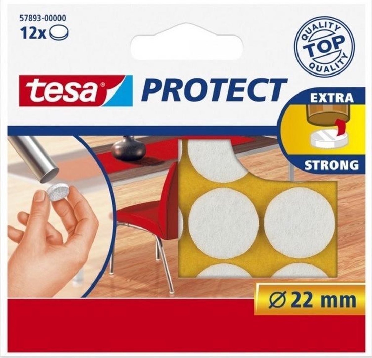 57893-00000-01 Tesa Beschermvilt rond 22mm 12 stuks wit