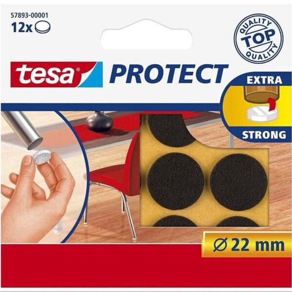 57893-00001-01 Tesa Beschermvilt rond 22mm 12 stuks bruin
