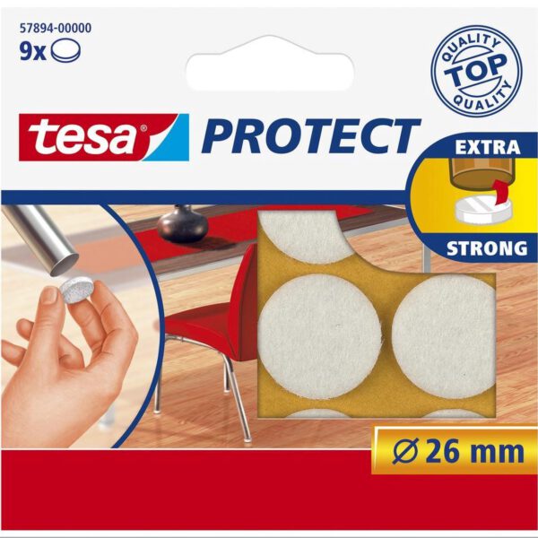 57894-00000-01 Tesa Beschermvilt rond 26mm 9 stuks wit