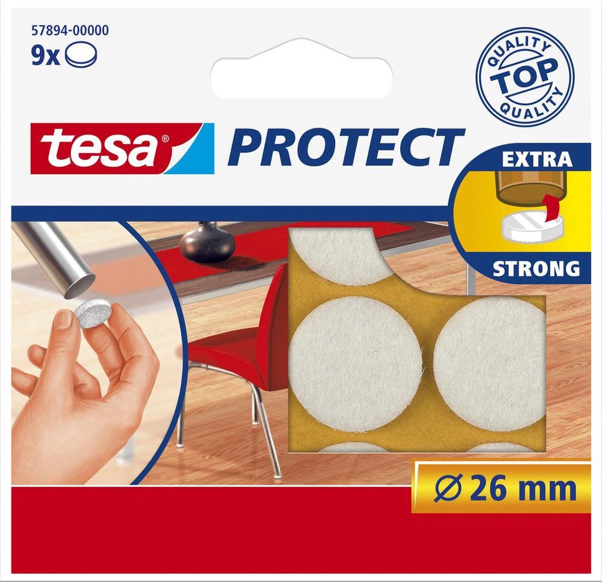 57894-00000-01 Tesa Beschermvilt rond 26mm 9 stuks wit