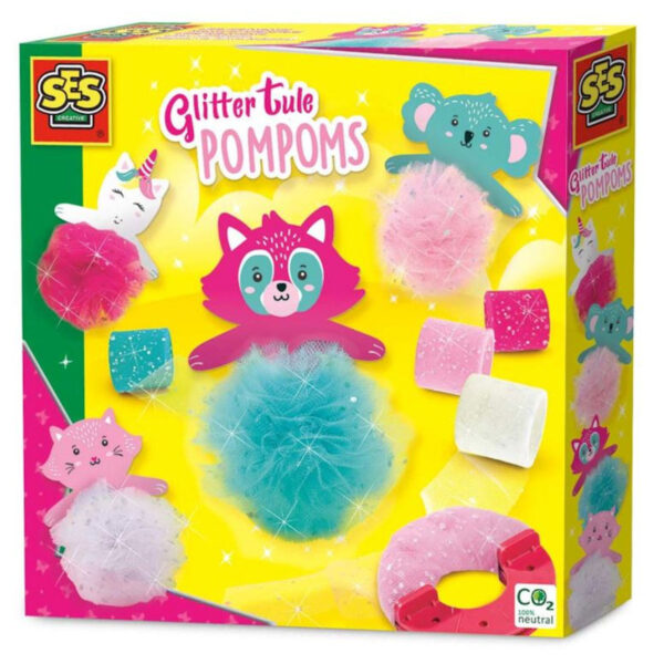 259-4677 SES Glitter Tule Pompoms