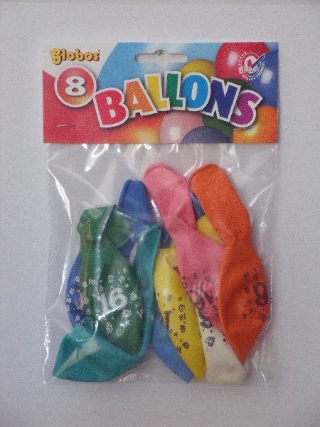 2178 Ballonnen cijfer 16 no. 12 eenzijdig 5 zakjes met 8 stuks