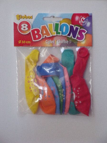 2230 Ballonnen cijfer 9 no. 12 eenzijdig 5 zakjes met 8 stuks