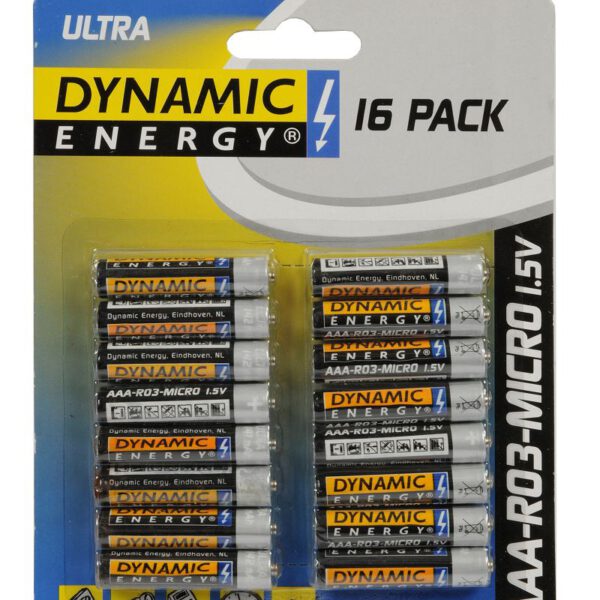 871125212863 Batterij Dynamic Energy AAA 16 stuks