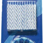 403006 Taartkaarsjes blauw met houder 5 pak a'24 stuks