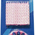 403007 Taartkaarsjes roze met houder 5 pak a 24 stuks