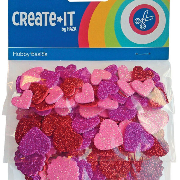 192304 Create-It Foam hartjes glitter 132 stuks