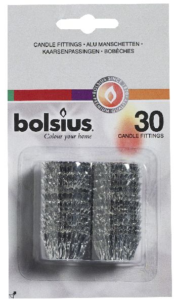 103690054481 Bolsius kaarsenpassingen blister 30 stuks zilver