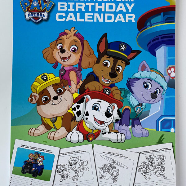 FA70077 Kleur je Eigen verjaardagskalender Paw Patrol kalender