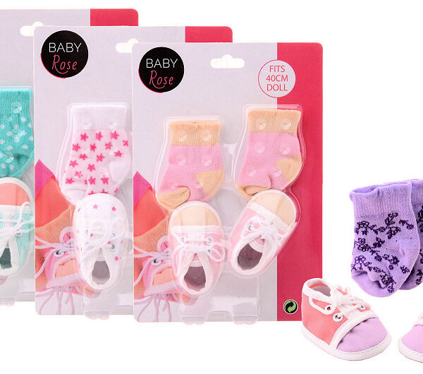 27635 Baby Rose poppensokken en schoenen op kaart 4 ass