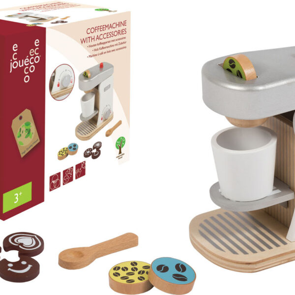 80058 Joueco - Houten koffieapparaat met accessoires