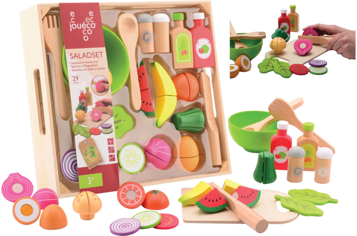 80069 Joueco - Salade set in houten tray