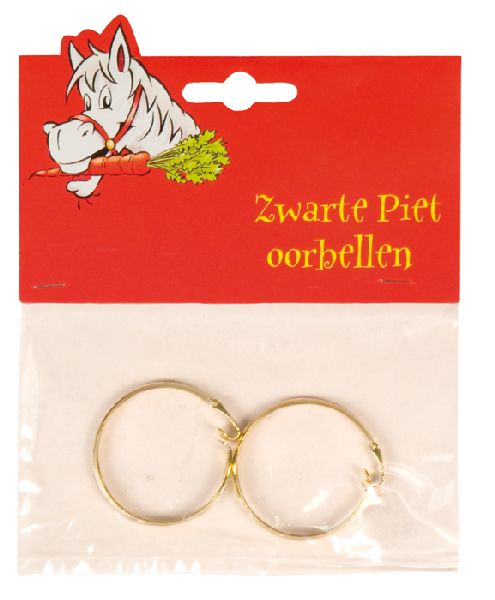 56632 Set Zwarte Piet oorbellen goud