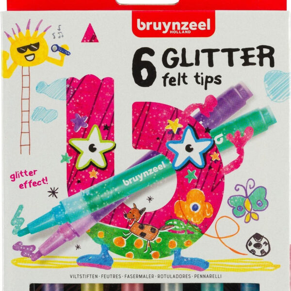 4368910 Bruynzeel glitter points set 6 viltstiften